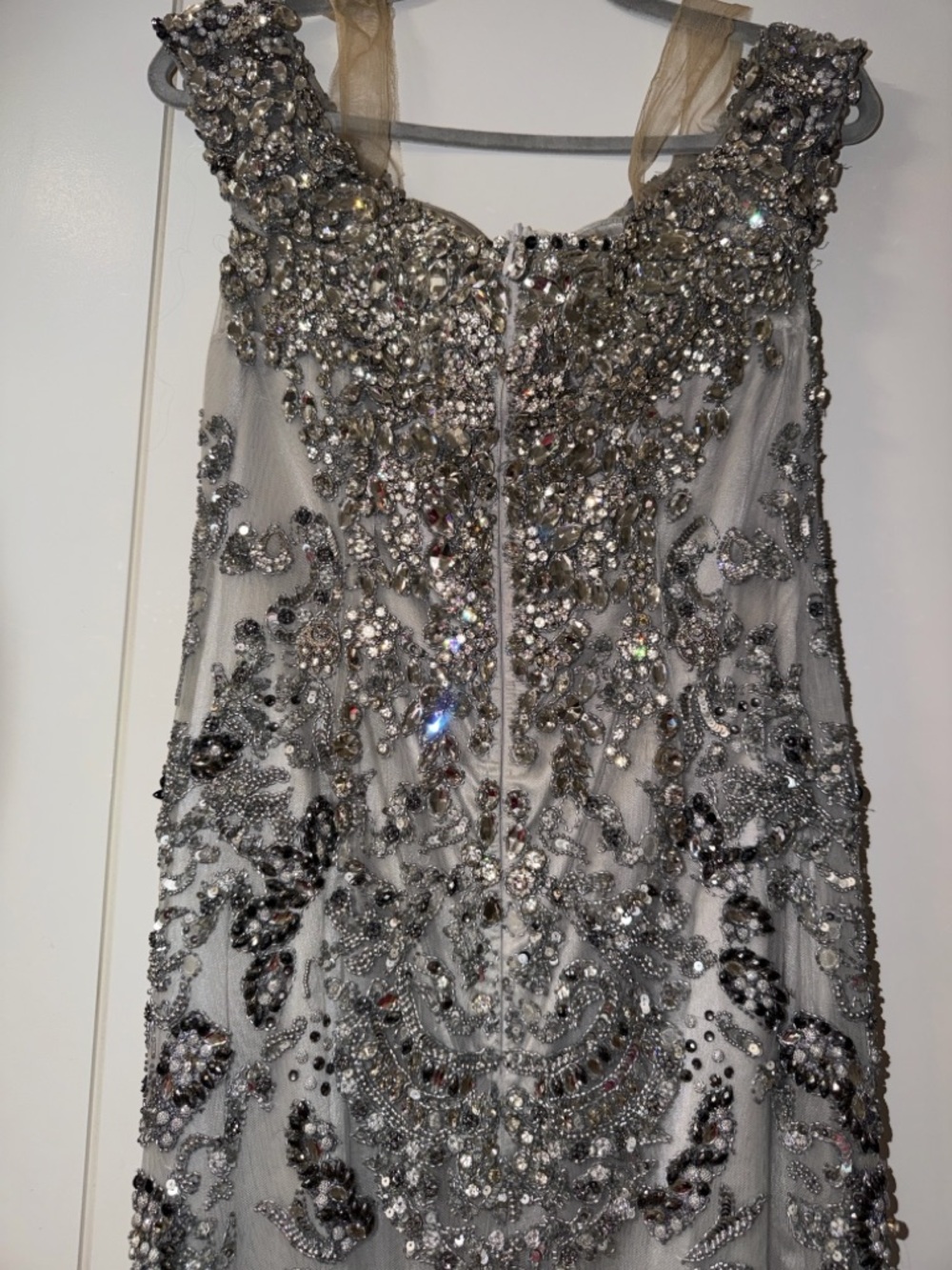 Elegant Silver Embellished Evening Gown - Picture 6 of 6